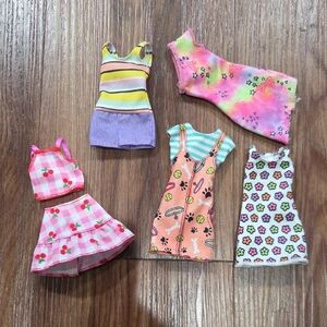 Barbie Doll Dress Set in Pink, Yellow, Purple, Orange, Green